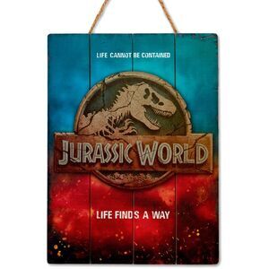 Jurrasic World - Woodart 3D - Life Finds a Way 12"x16" Hanging Sign